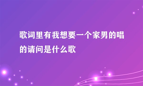 歌词里有我想要一个家男的唱的请问是什么歌