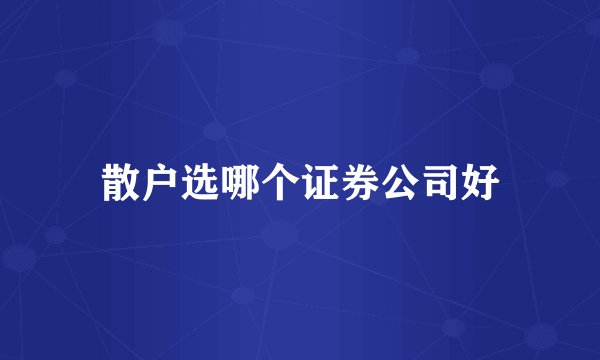 散户选哪个证券公司好