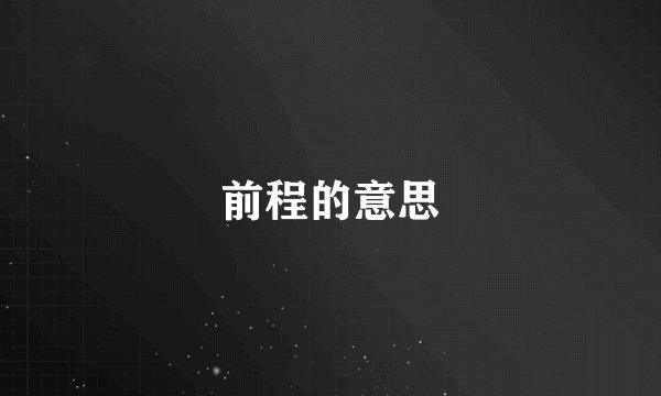 前程的意思