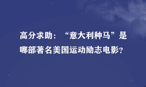 高分求助：“意大利种马”是哪部著名美国运动励志电影？