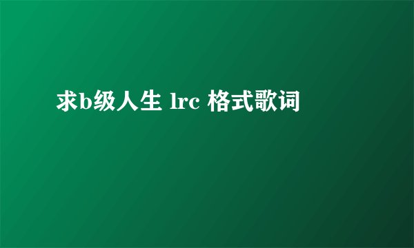 求b级人生 lrc 格式歌词