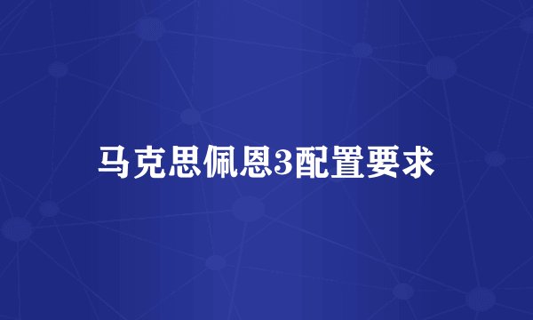 马克思佩恩3配置要求