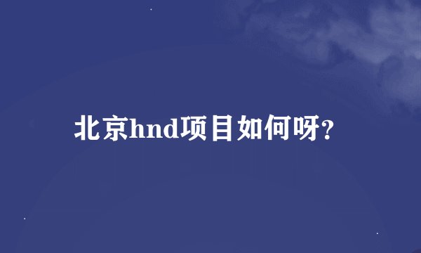 北京hnd项目如何呀？