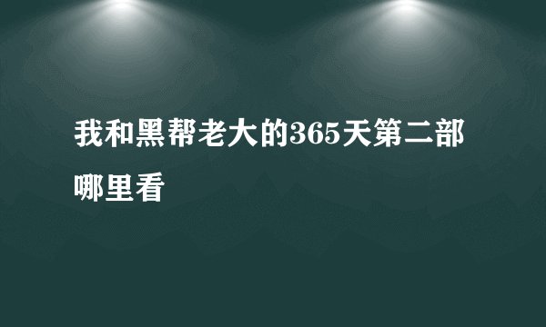 我和黑帮老大的365天第二部哪里看