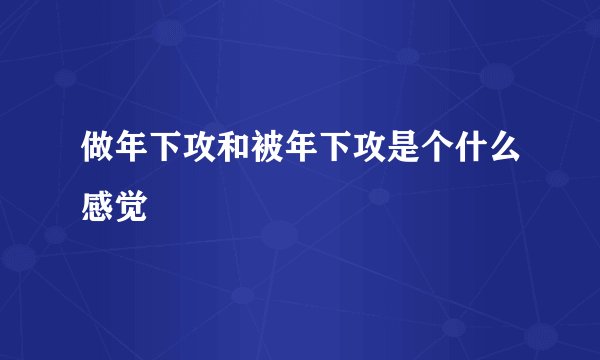做年下攻和被年下攻是个什么感觉