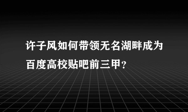 许子风如何带领无名湖畔成为百度高校贴吧前三甲？