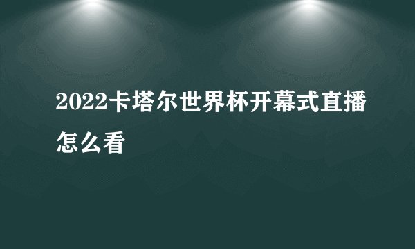 2022卡塔尔世界杯开幕式直播怎么看