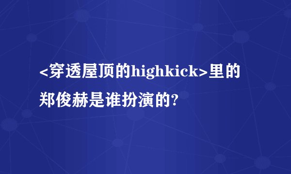 <穿透屋顶的highkick>里的郑俊赫是谁扮演的?