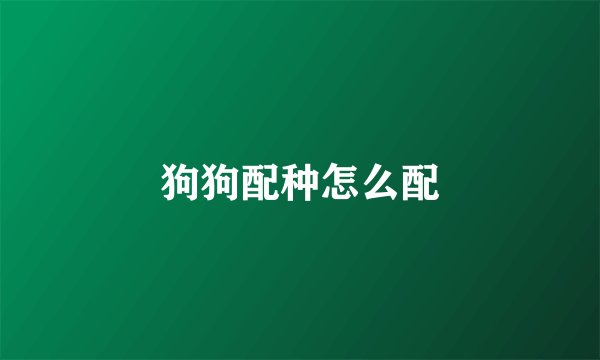 狗狗配种怎么配
