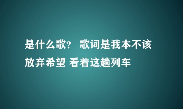 是什么歌？ 歌词是我本不该放弃希望 看着这趟列车