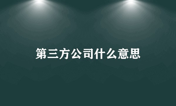 第三方公司什么意思