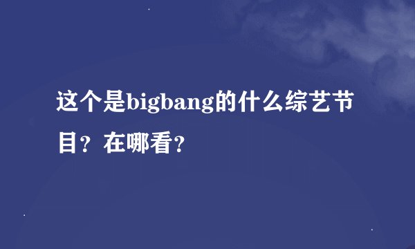 这个是bigbang的什么综艺节目？在哪看？