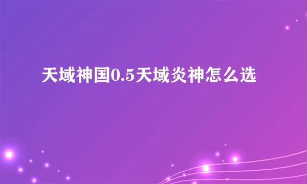 天域神国0.5天域炎神怎么选