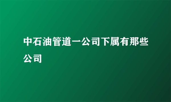 中石油管道一公司下属有那些公司