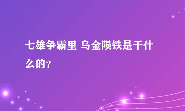 七雄争霸里 乌金陨铁是干什么的？