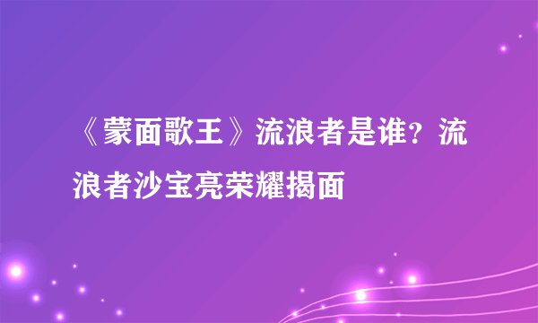 《蒙面歌王》流浪者是谁？流浪者沙宝亮荣耀揭面