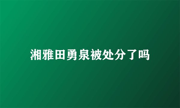 湘雅田勇泉被处分了吗