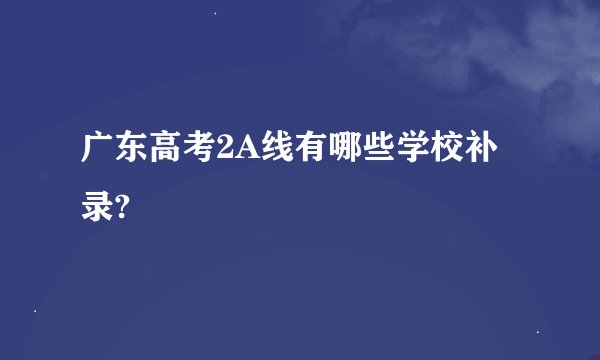 广东高考2A线有哪些学校补录?