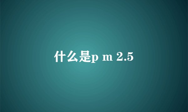 什么是p m 2.5