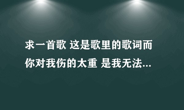 求一首歌 这是歌里的歌词而你对我伤的太重 是我无法承受的痛 越来越感到脆弱 看着你在想着他