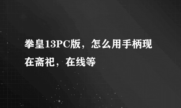 拳皇13PC版，怎么用手柄现在斋祀，在线等
