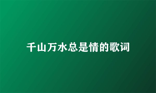 千山万水总是情的歌词
