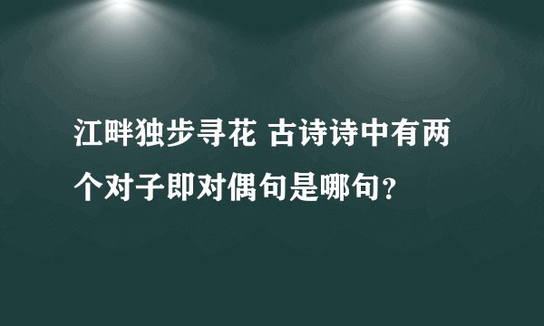 江畔独步寻花 古诗诗中有两个对子即对偶句是哪句？