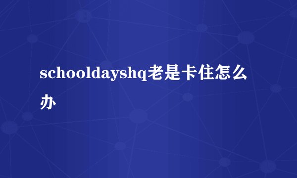 schooldayshq老是卡住怎么办