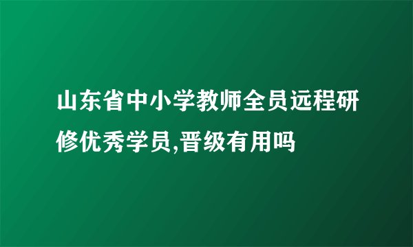山东省中小学教师全员远程研修优秀学员,晋级有用吗
