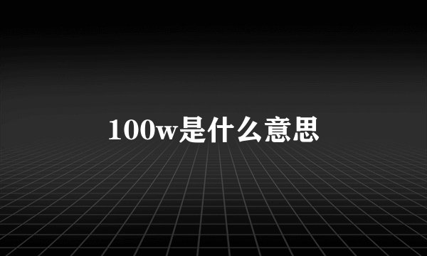 100w是什么意思