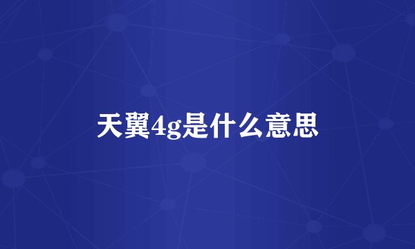 天翼4g是什么意思
