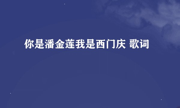 你是潘金莲我是西门庆 歌词