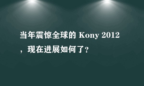 当年震惊全球的 Kony 2012，现在进展如何了？