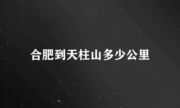 合肥到天柱山多少公里