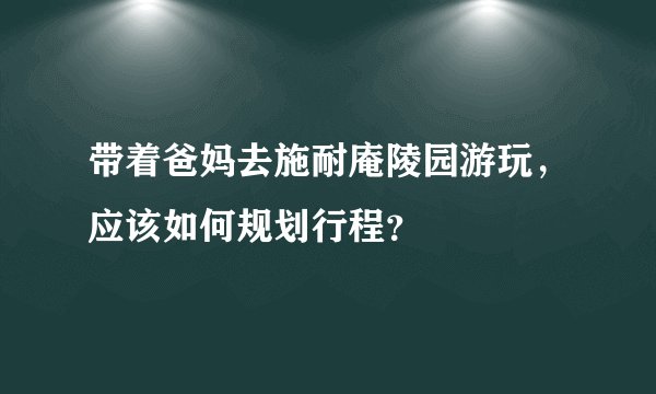 带着爸妈去施耐庵陵园游玩，应该如何规划行程？