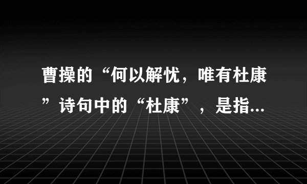 曹操的“何以解忧，唯有杜康”诗句中的“杜康”，是指（ ）。A.益友B.胜景C.美酒