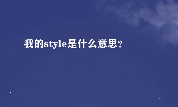 我的style是什么意思？