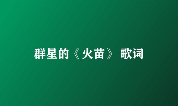 群星的《火苗》 歌词