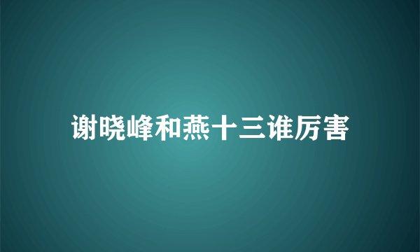 谢晓峰和燕十三谁厉害