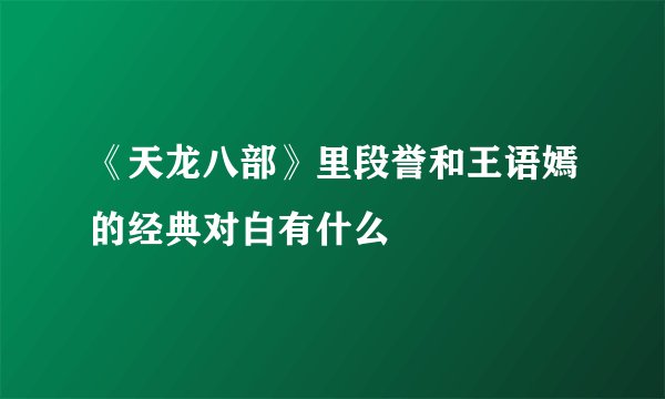 《天龙八部》里段誉和王语嫣的经典对白有什么