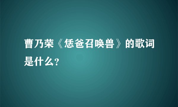 曹乃荣《恁爸召唤兽》的歌词是什么？