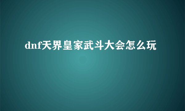 dnf天界皇家武斗大会怎么玩