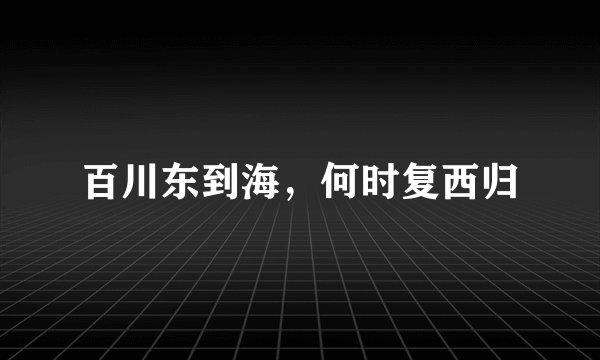 百川东到海，何时复西归