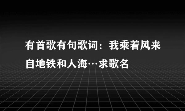 有首歌有句歌词：我乘着风来自地铁和人海…求歌名