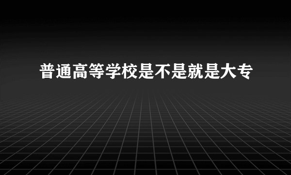 普通高等学校是不是就是大专
