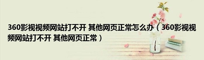 360影视视频网站打不开其他网页正常怎么办360影视视频网站打不开其他网页正常