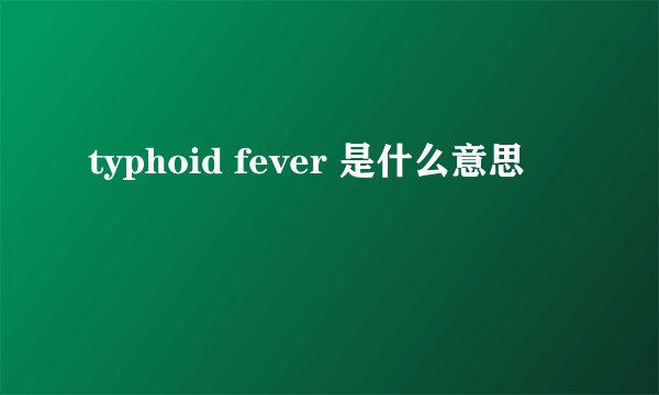 typhoid fever 是什么意思