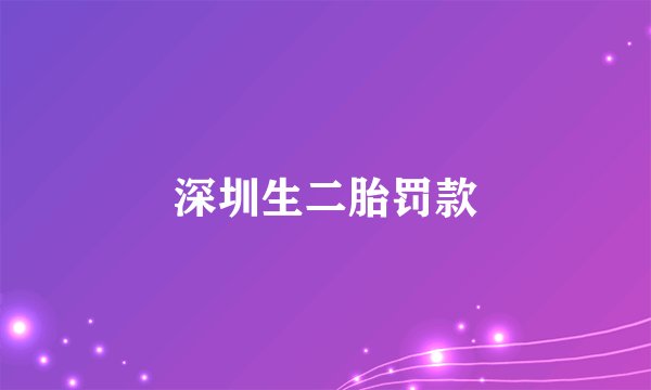 深圳生二胎罚款