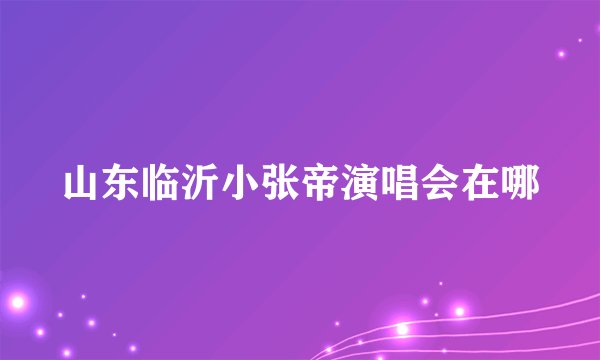 山东临沂小张帝演唱会在哪