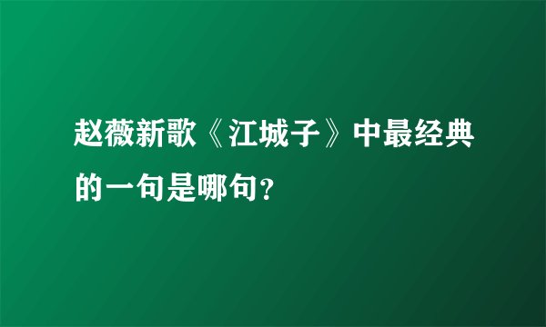 赵薇新歌《江城子》中最经典的一句是哪句？